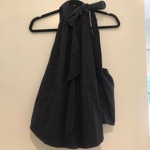 Free People Linen Bow Neck Halter Tank